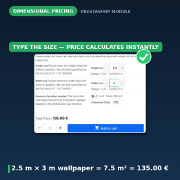 PrestaShop module: prijs per m², volume, lengte & gewicht