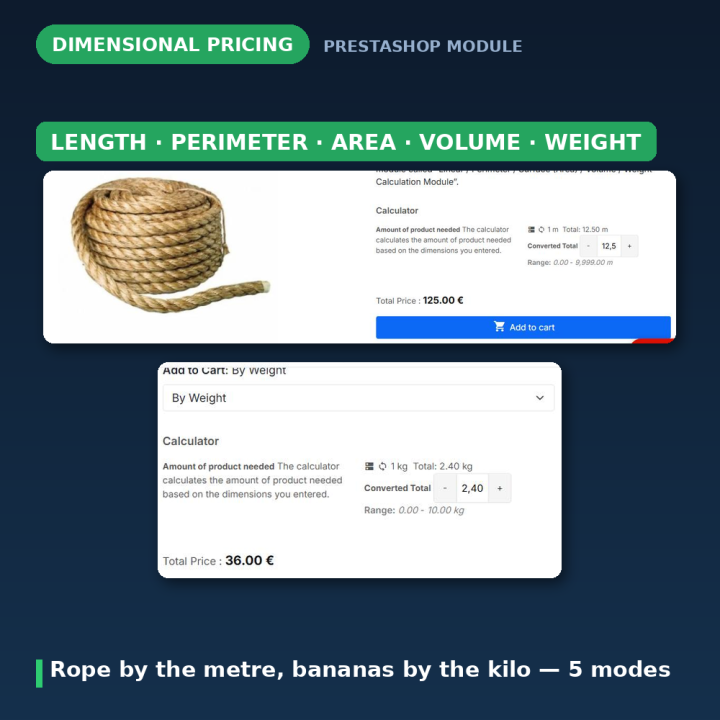 PrestaShop module: prijs per m², volume, lengte & gewicht