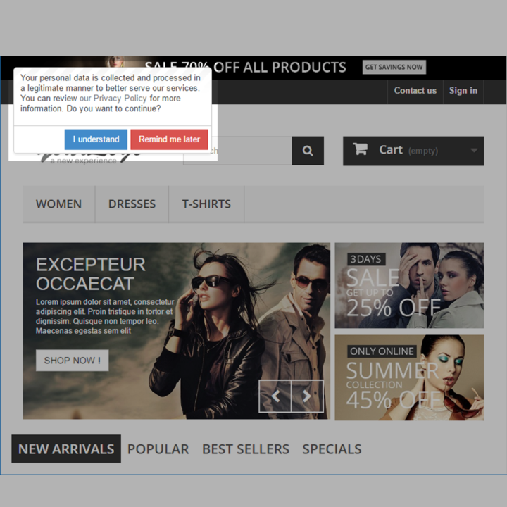 Prestashop EU Cookie Law Notification Box