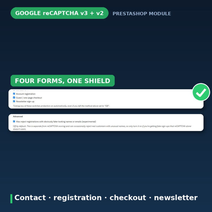 PrestaShop Google reCAPTCHA v3 Module - Invisible Bot Protection