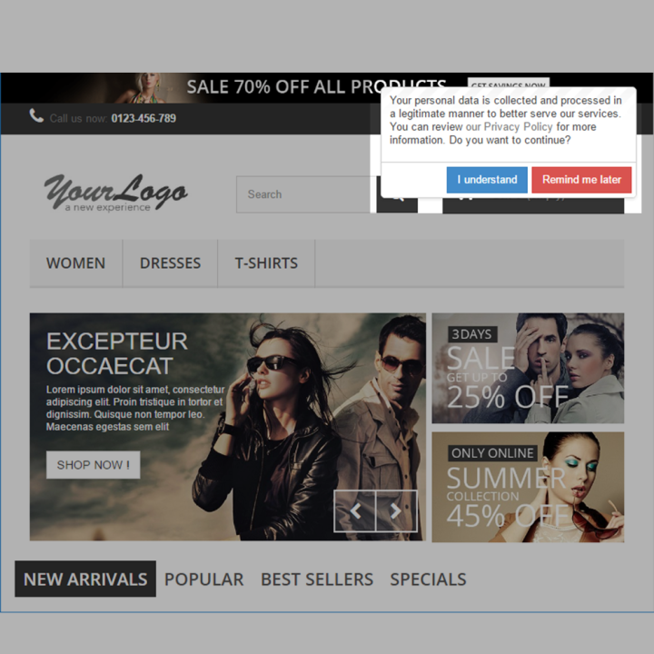 Prestashop EU Cookie Law Notification Box
