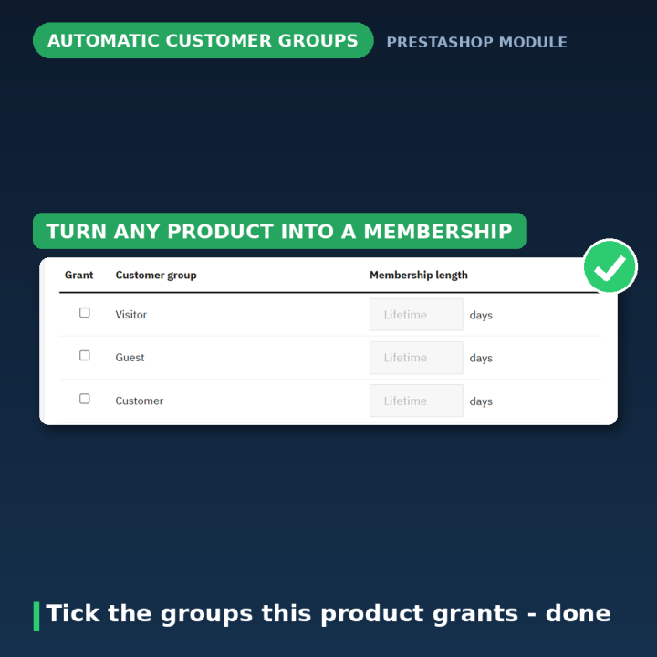 PrestaShop Otomatik Müşteri Grupları - Üyelik Modülü