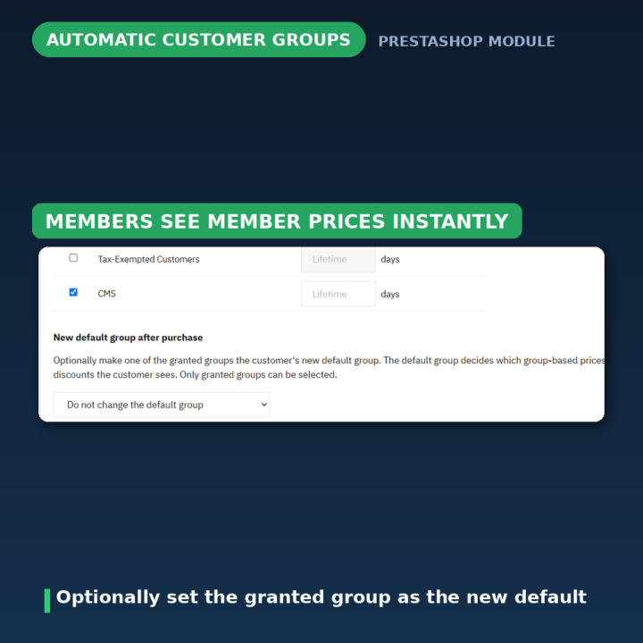 PrestaShop Automatyczne grupy klientów - moduł członkostw