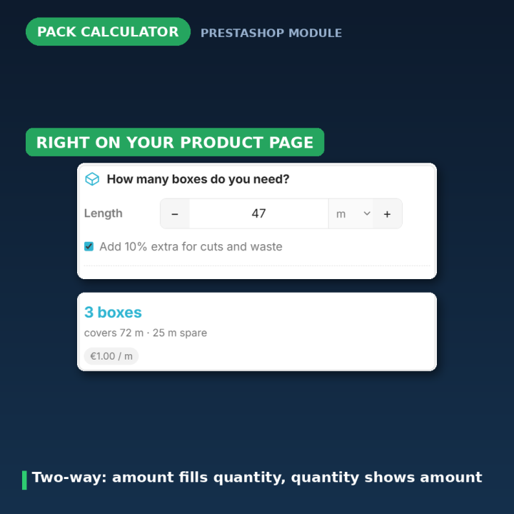 Calculateur de colisage PrestaShop - Boîtes, cartons, palettes