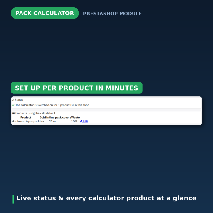 Módulo Calculadora de Embalagens PrestaShop - Caixas e Paletes