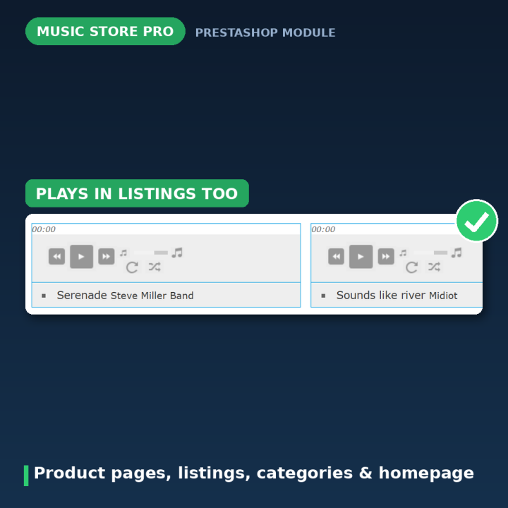 Modulo Music Store PrestaShop - Anteprime MP3 e Vendita Brani