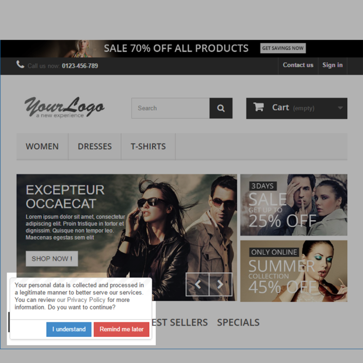 Prestashop EU Cookie Law Notification Box