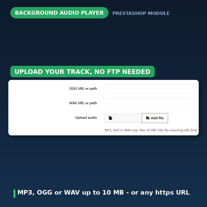 Módulo de Música de Fondo PrestaShop - Reproductor HTML5