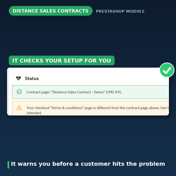 Contrato Venda à Distância PrestaShop - Páginas CMS Dinâmicas