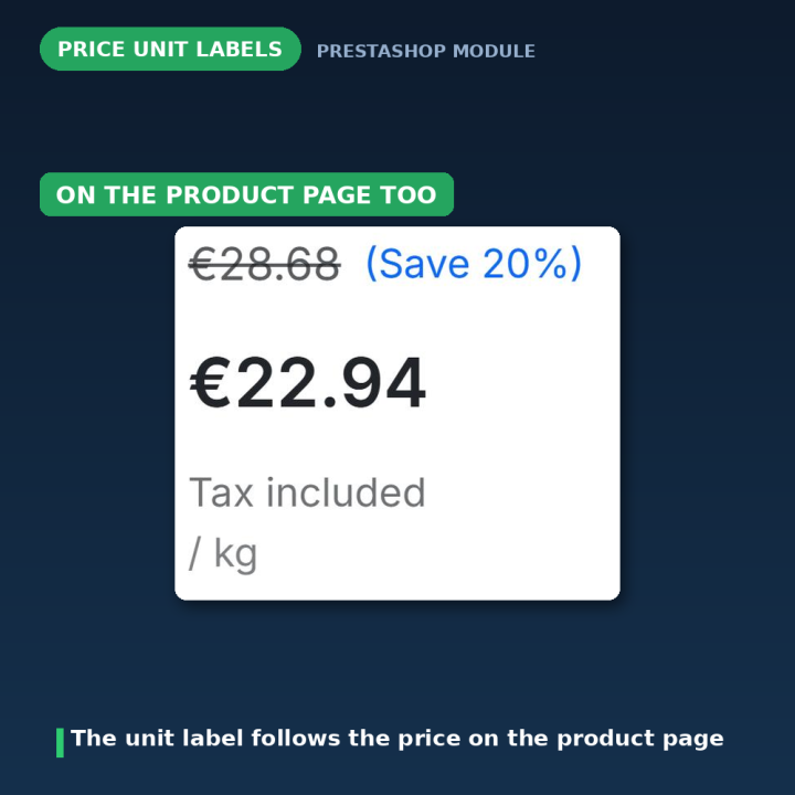 PrestaShop Libellés de prix - au kg, au litre, à la pièce