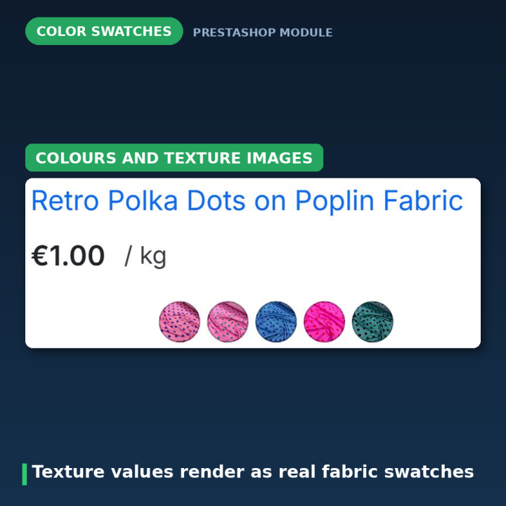 PrestaShop Kleurstalen in Categorie- en Productlijsten