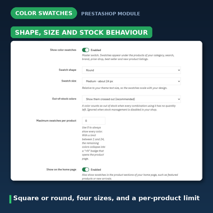 PrestaShop Color Swatches on Category & Listing Pages