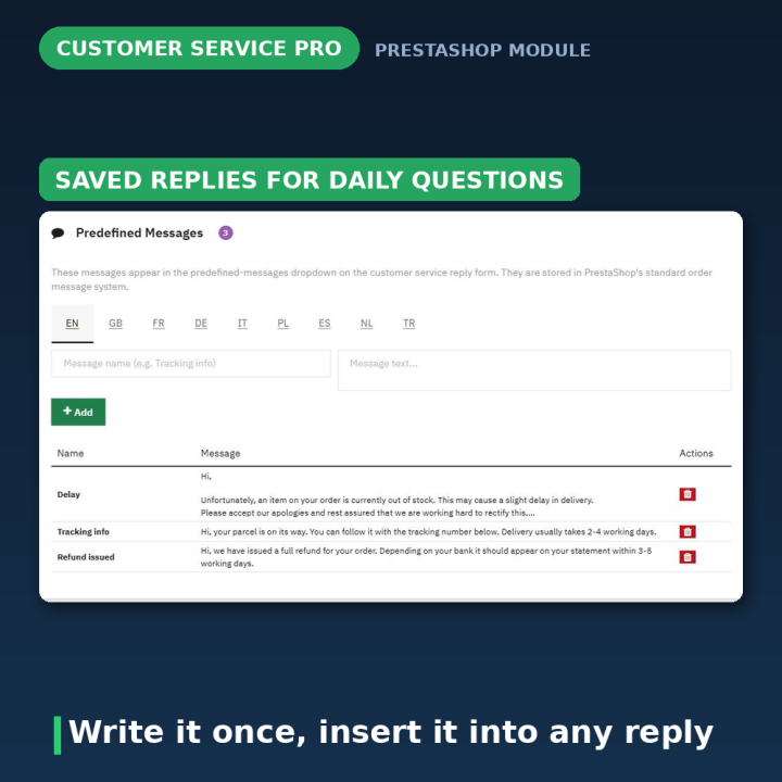 PrestaShop Service Client - Pièces jointes, anti-spam, réponses
