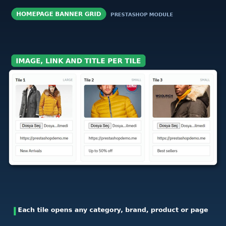 Griglia di banner PrestaShop - collage immagini cliccabile