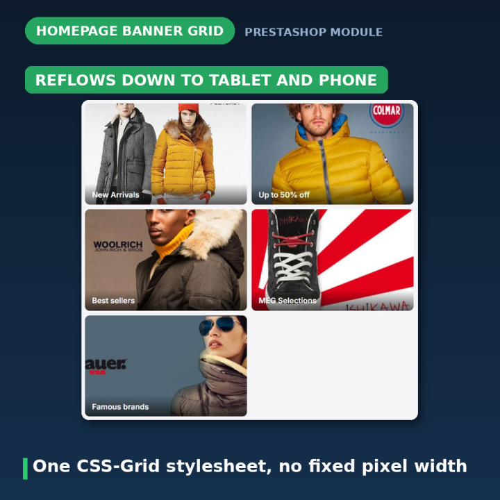 PrestaShop Ana Sayfa Banner Grid - Tıklanabilir Görsel Kolaj
