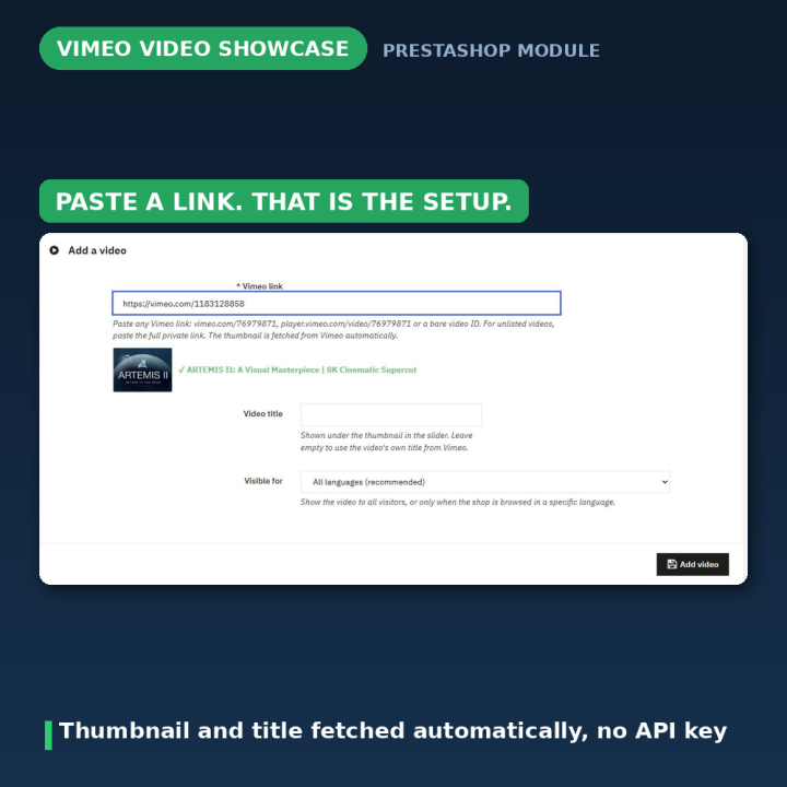 PrestaShop Vimeo Slider - Lightbox'lı Video Vitrini