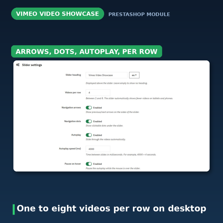 Slider Vimeo per PrestaShop - video con lightbox