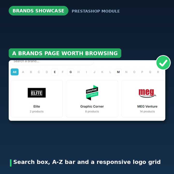 PrestaShop Brands Page - Searchable A-Z Brand Directory