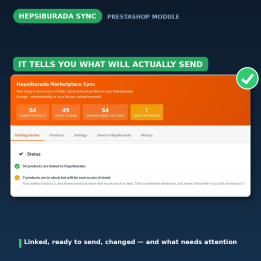 Hepsiburada PrestaShop Module - Voorraad- en prijssync