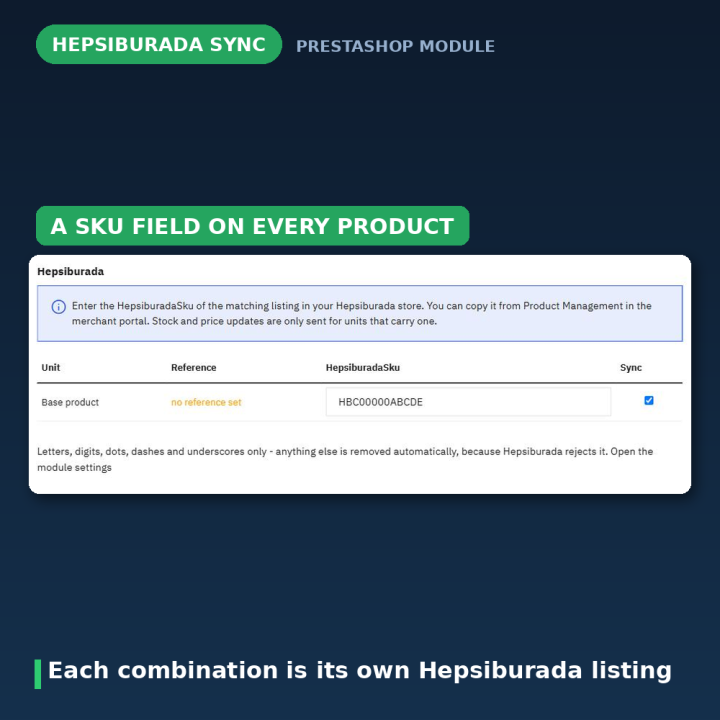 Módulo Hepsiburada PrestaShop - Sincronizar stock e preços