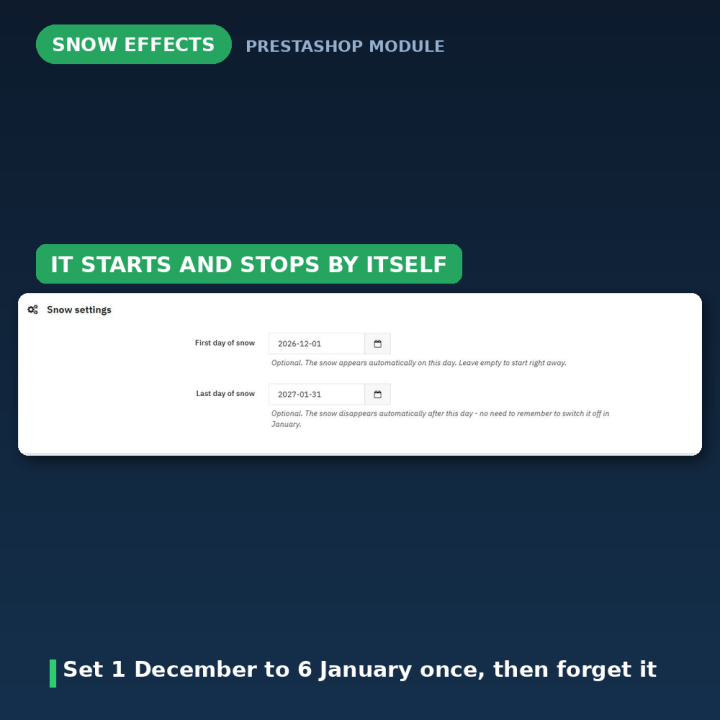 PrestaShop Efecto de nieve - Nevada navideña en CSS puro