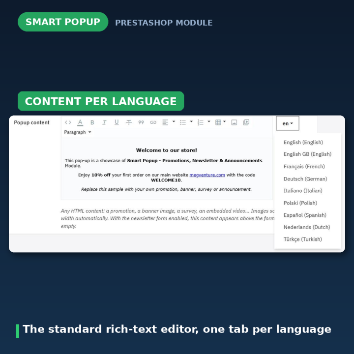 PrestaShop Popup Module - Promotions & Newsletter Signup