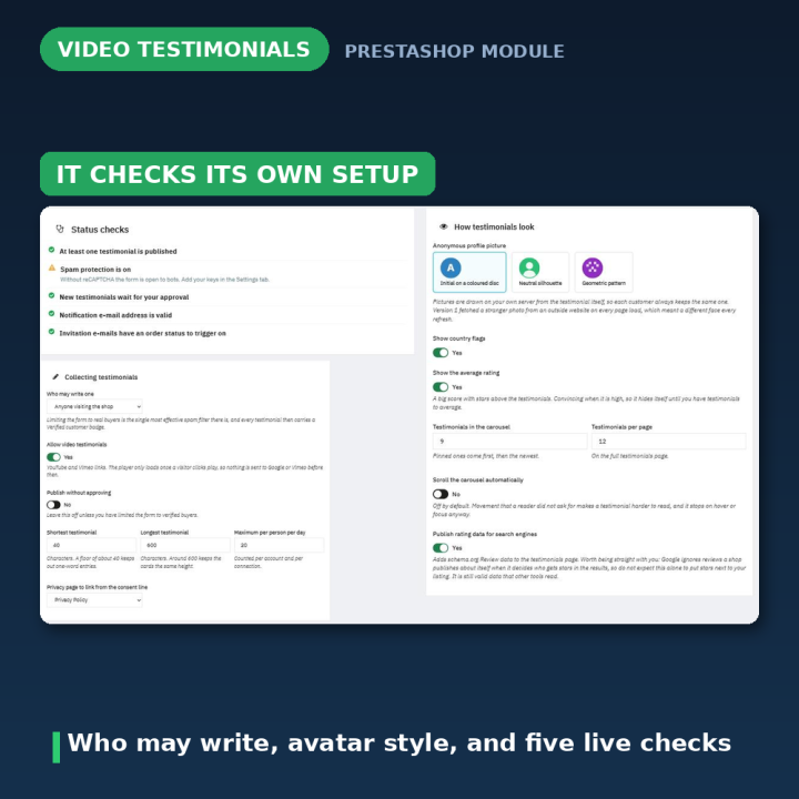 PrestaShop Video Testimonials - karuzela opinii klientów