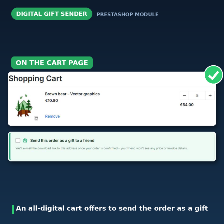 PrestaShop Dijital Hediye Gönderici - Sanal Ürünü Hediye Edin