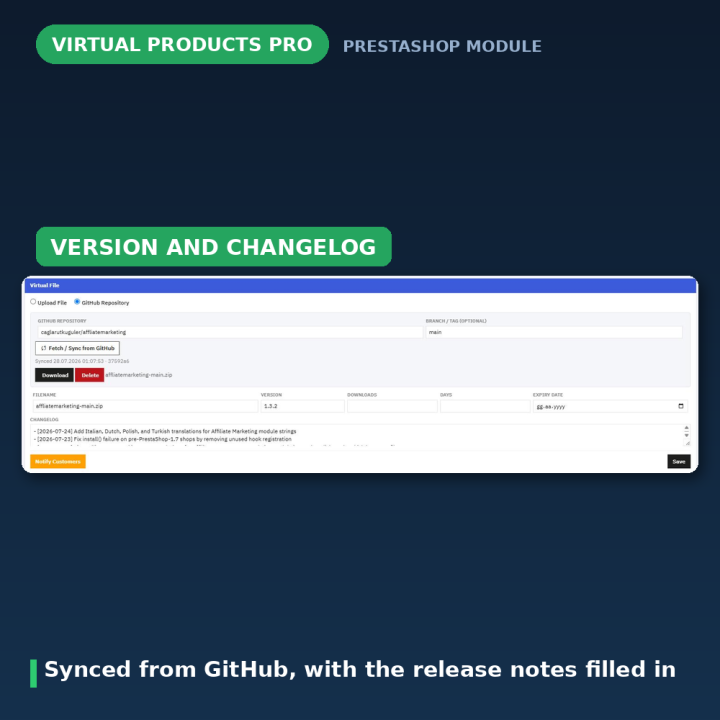 PrestaShop Virtuele Producten Pro - Bestand per combinatie