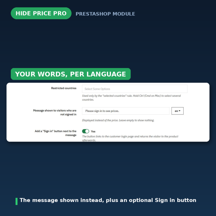 PrestaShop Prijzen Verbergen - Log In om Prijs te Zien B2B