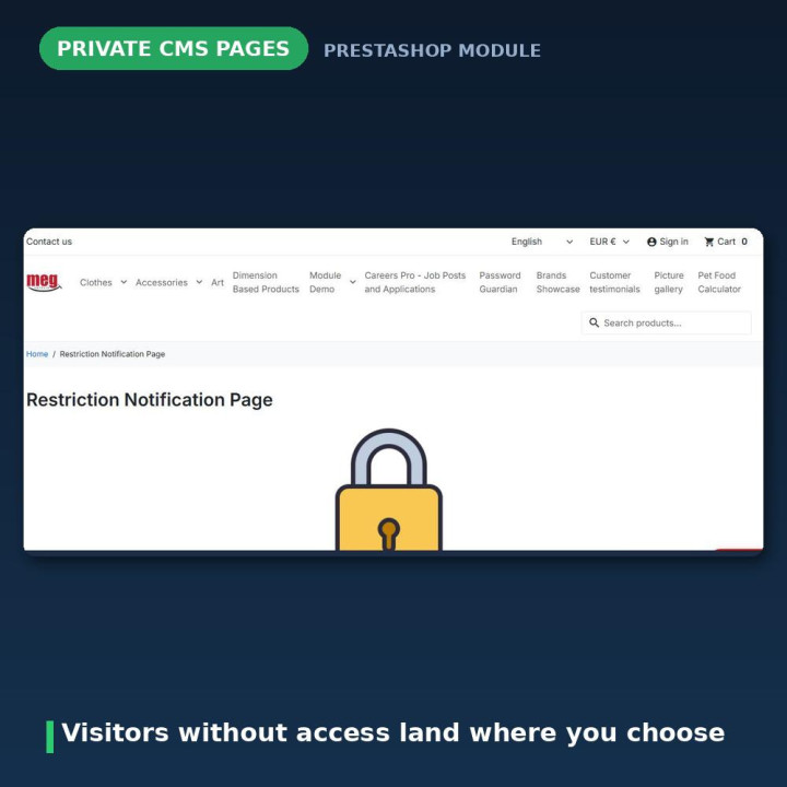Private CMS-Seiten PrestaShop - nur für Mitglieder