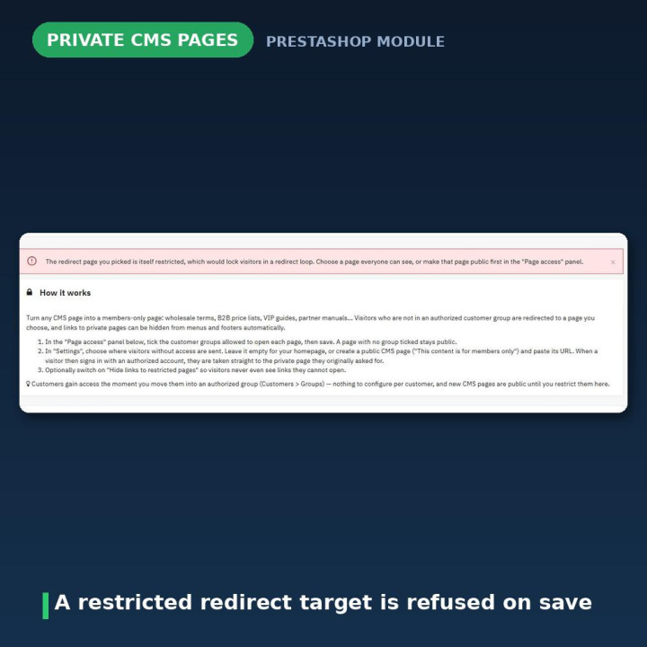 PrestaShop Özel CMS Sayfaları - Üyelere Özel İçerik