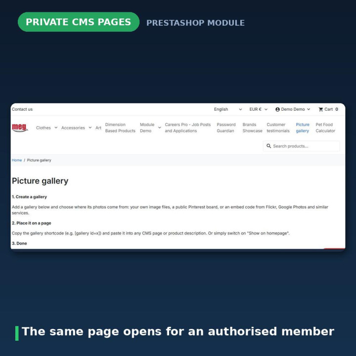 PrestaShop Özel CMS Sayfaları - Üyelere Özel İçerik