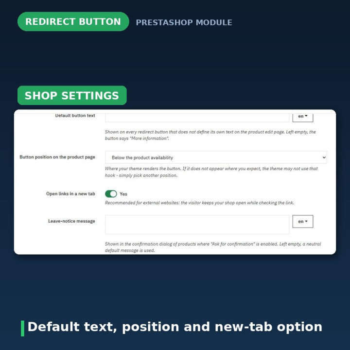 Pulsante Reindirizzamento Prodotto PrestaShop - Link Esterni