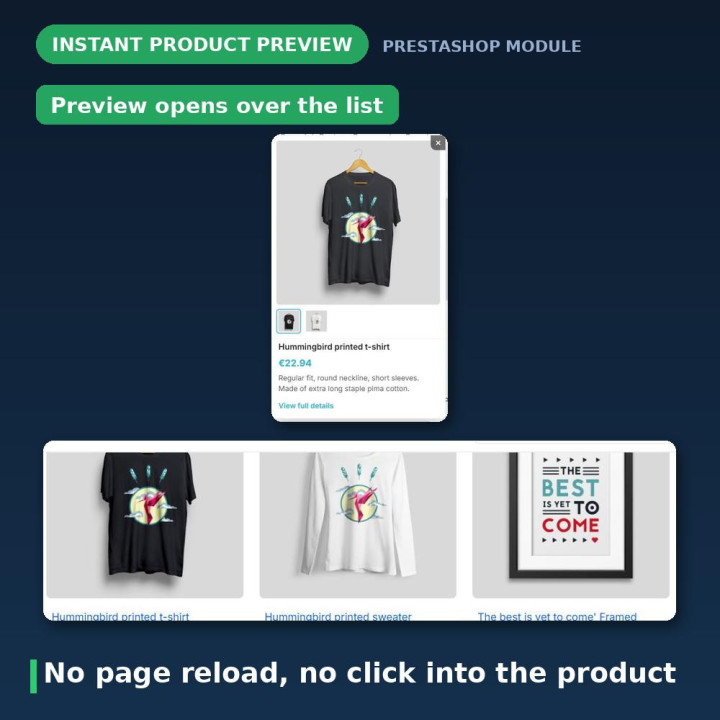 Pré-visualização de produto PrestaShop - Janela Quick View
