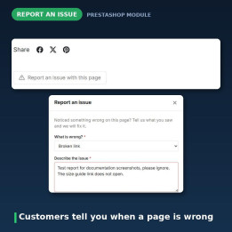 PrestaShop Zgłoś problem - przycisk opinii o produkcie