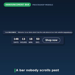 Barra di annuncio e conto alla rovescia per PrestaShop