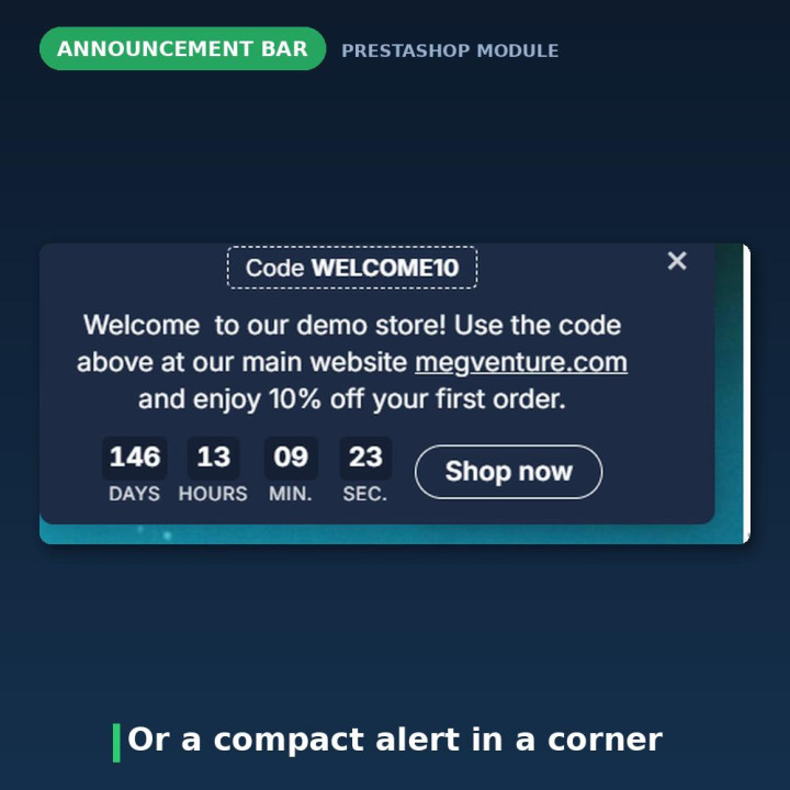 PrestaShop için Duyuru Çubuğu ve Satış Geri Sayımı