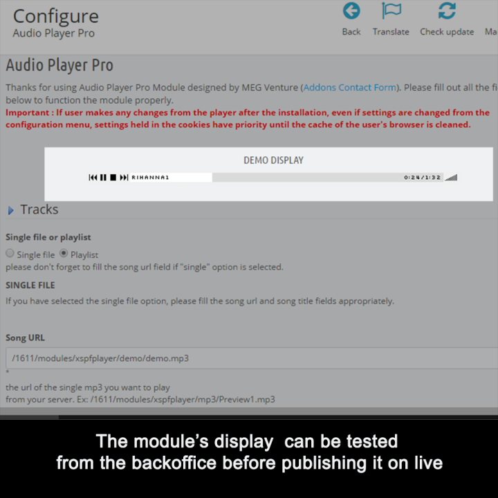 Prestashop Audio Player Pro with Autoresume Module - MEG Venture