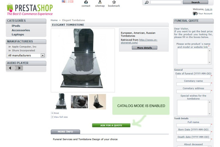 Prestashop Funeral Services Quote