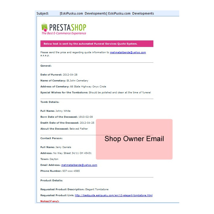 Prestashop Funeral Services Quote