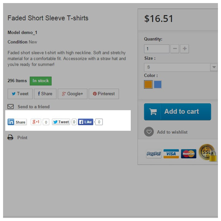 Prestashop Social Buttons