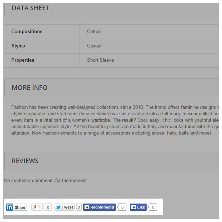 Prestashop Social Buttons