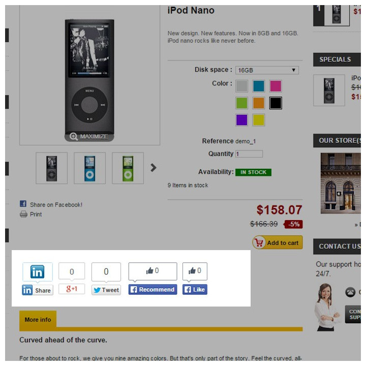 Prestashop Social Buttons
