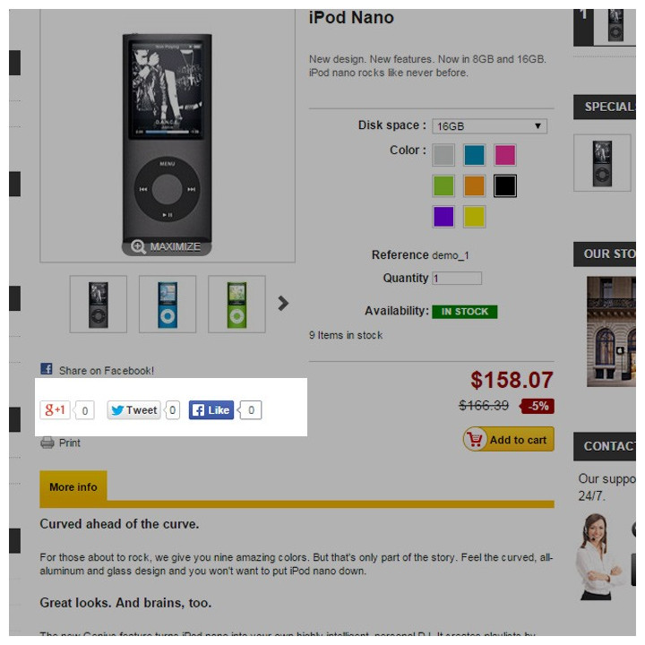 Prestashop Social Buttons