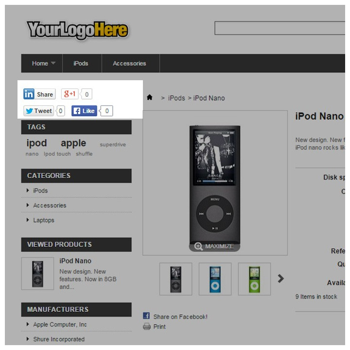 Prestashop Social Buttons