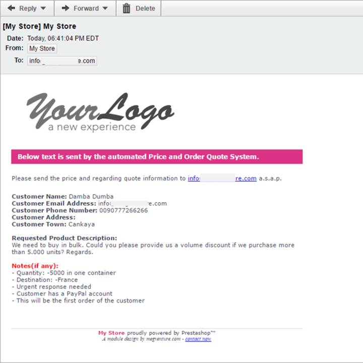 Prestashop Price and Order - Column Quote Form Module - Developed by MEG Venture