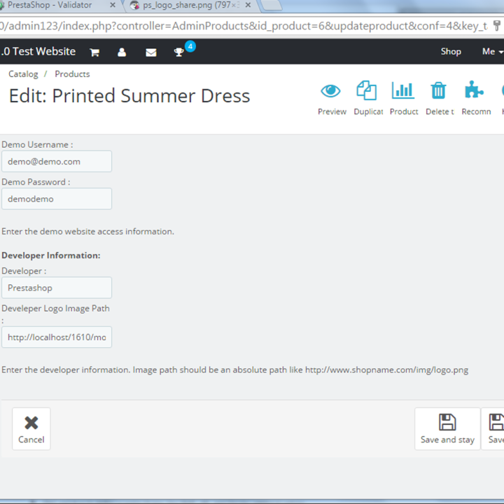 Product Demo for Prestashop Developers Module - MEG Venture