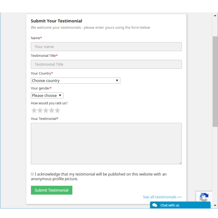Customer Testimonials with Anonymous Profiles Module for Prestashop