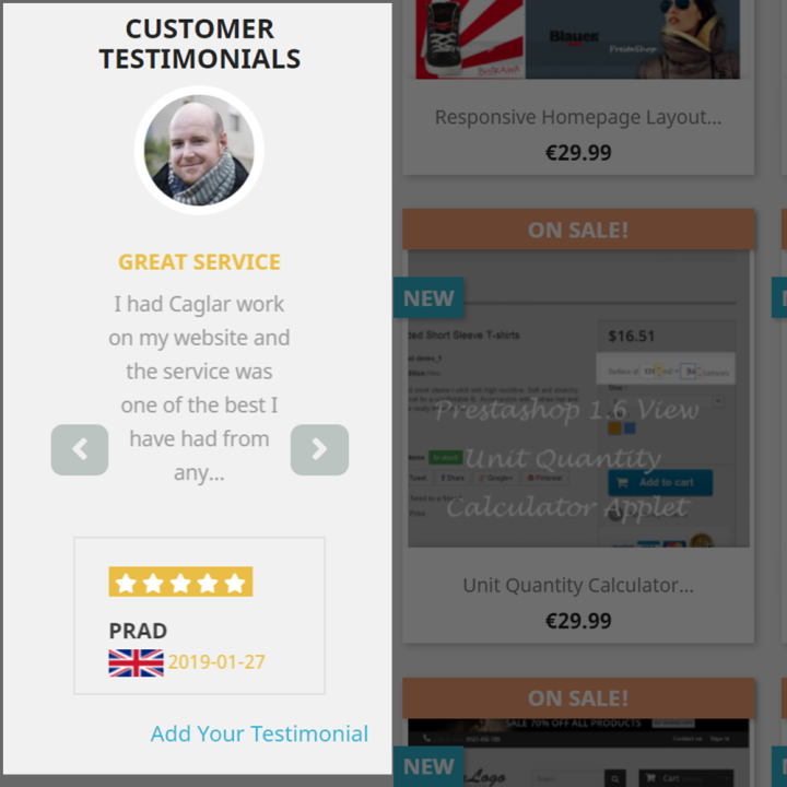 Customer Testimonials with Anonymous Profiles Module for Prestashop